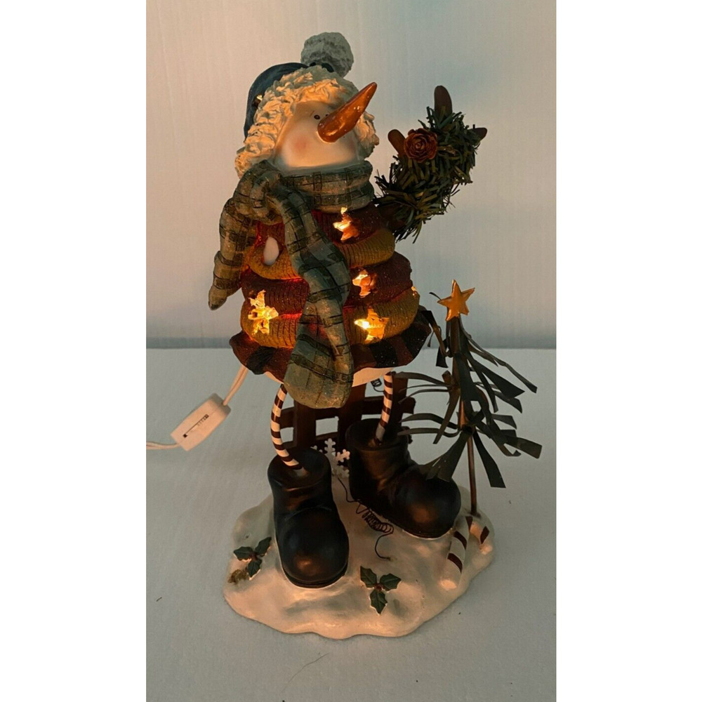Snowman Lit Crazy Mountain Accent Metal Figure Christmas Winter 10" Tall 6" Wide
